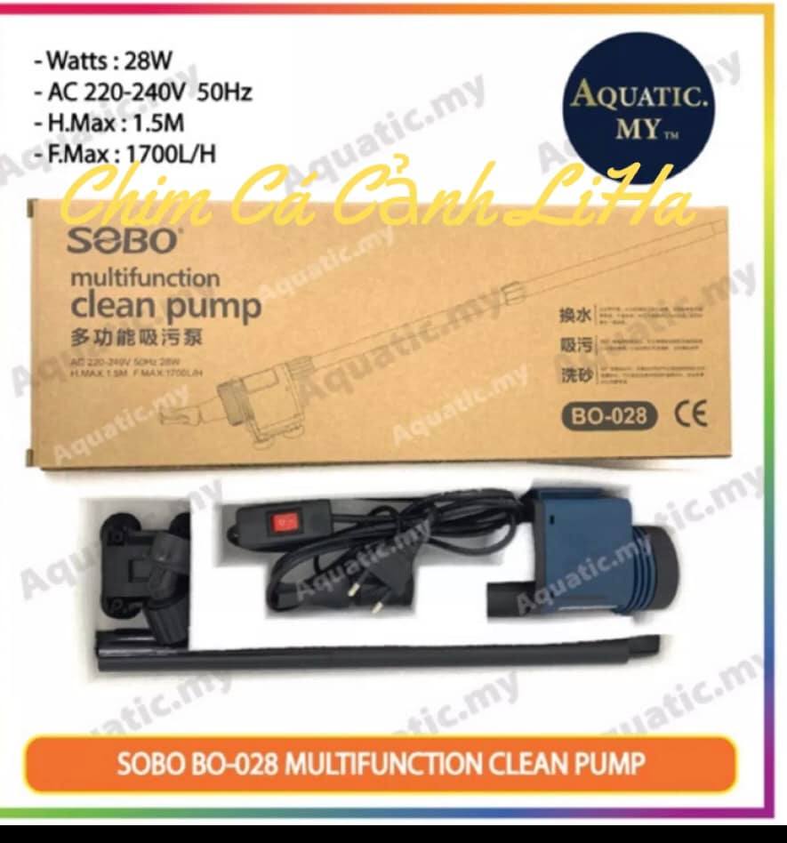 Máy Hút Vệ Sinh Hồ Cá Điện Tích Hợp Đầu Bơm Sobo BO-028 - Hàng Công Ty