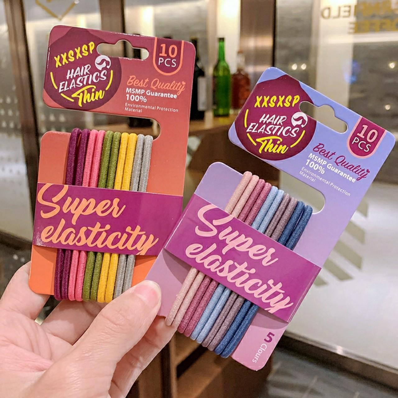 DÂY THUN CỘT TÓC SẮC MÀU SET 10 THUN