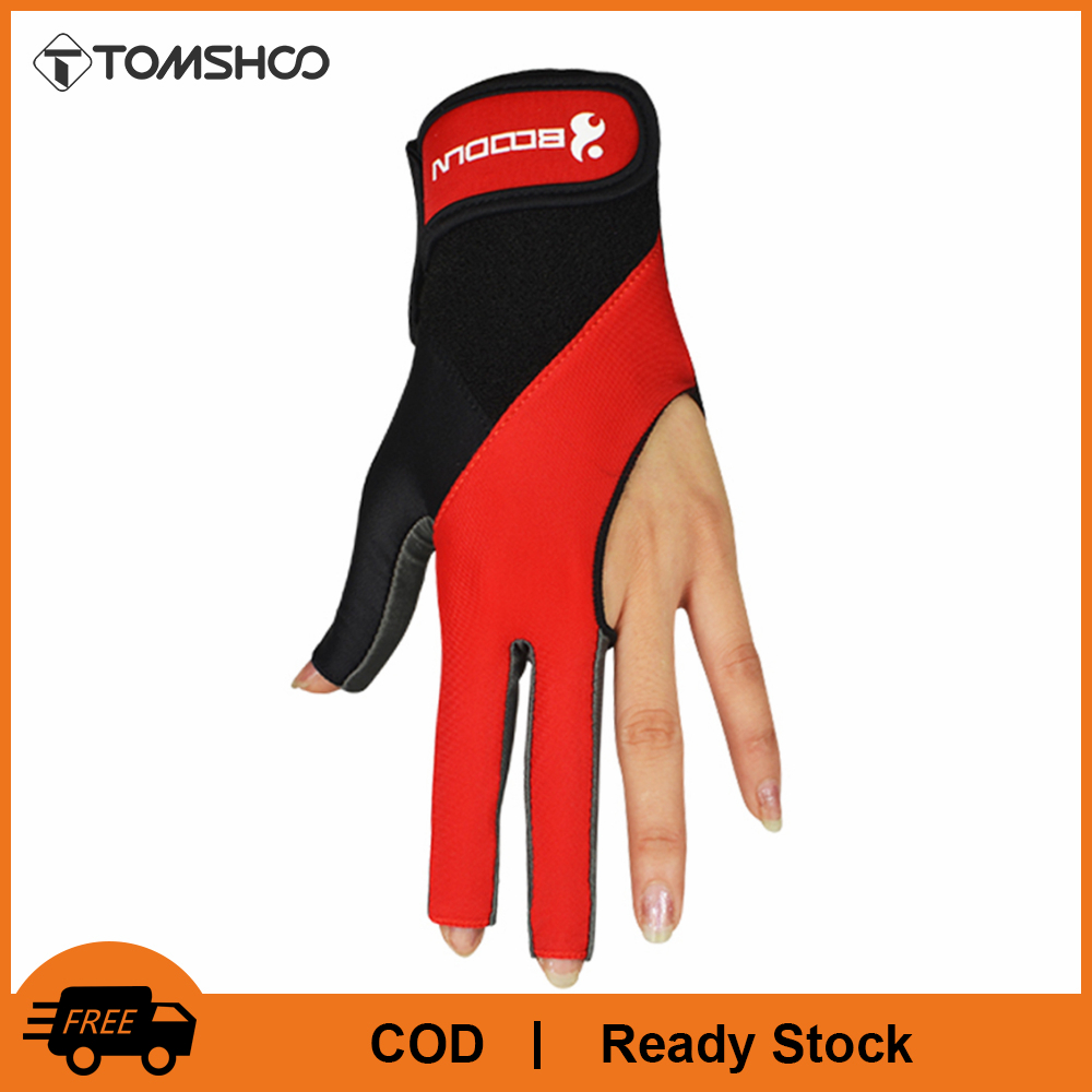 TOMSHOO 1 PCS Pool Cue Gloves Billiard Three Cut Gloves Left Hands Gloves Billiard Accessories