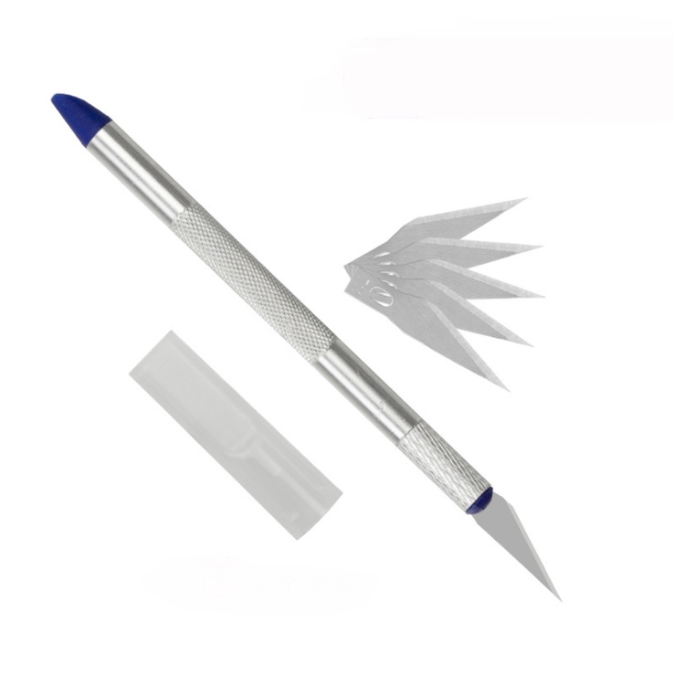 Paper and wood carving knife with metal handle and box 05 spare blade included