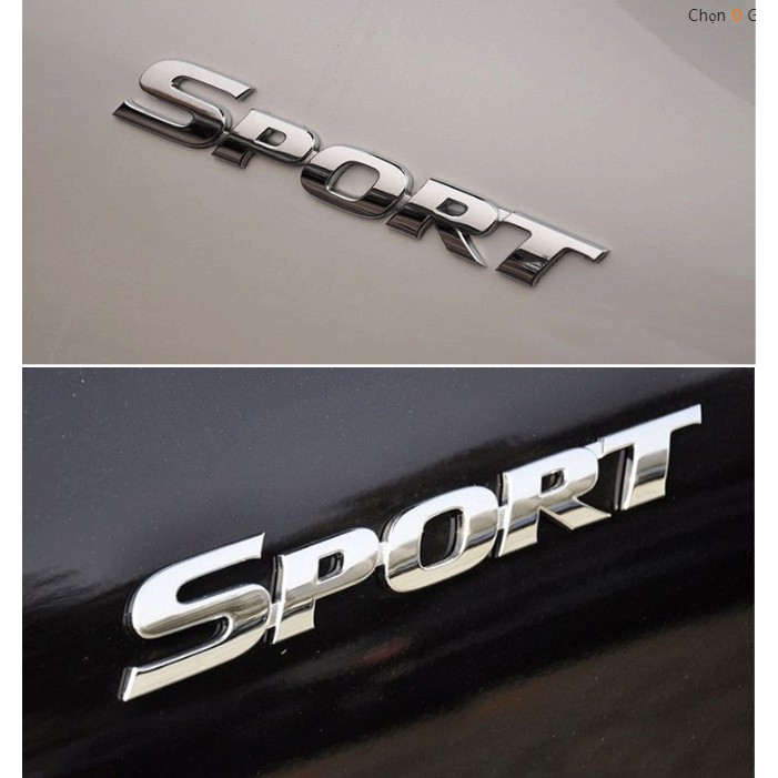 Tem  SPORT mạ crom 3D Cao Cấp Dán Trang Trí Ô Tô