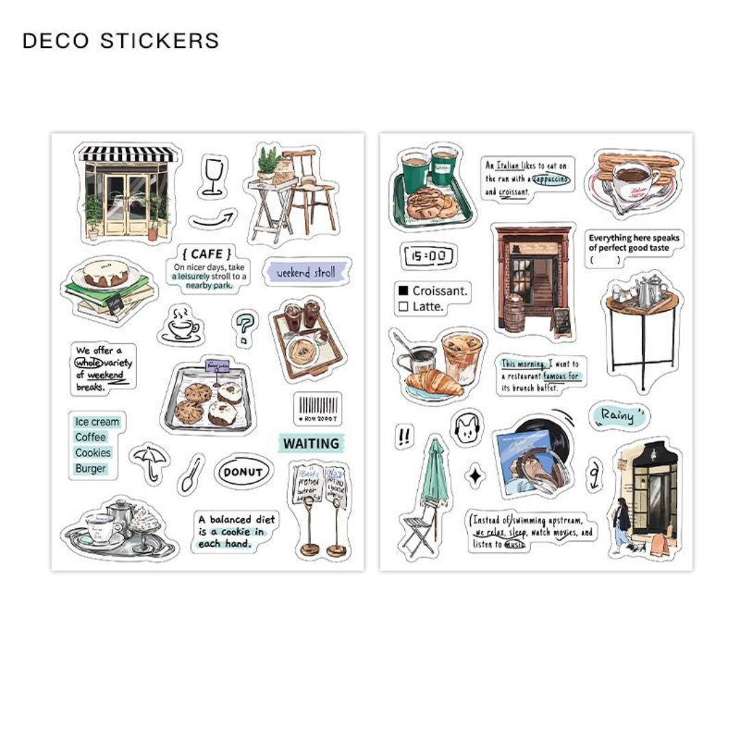 Stickers - set 2 tờ stickers papermore camping trang trí journals