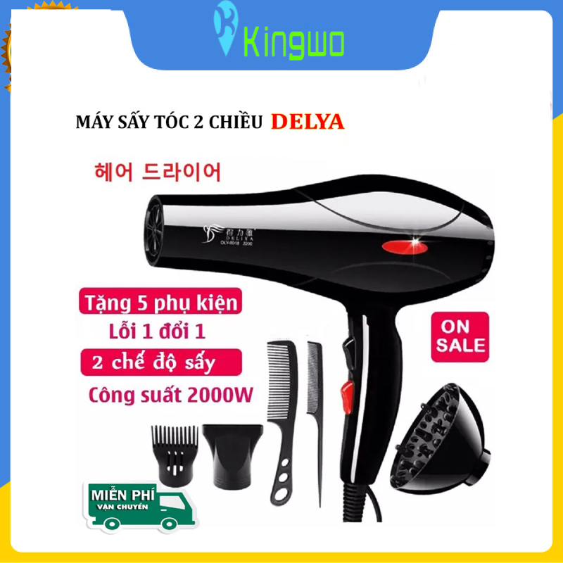 Máy sấy tóc Deliya mini tạo kiểu công suất lớn 2200W tặng kèm bộ phụ kiện 5 món vỏ làm từ chất liệu cao cấp cao cấp