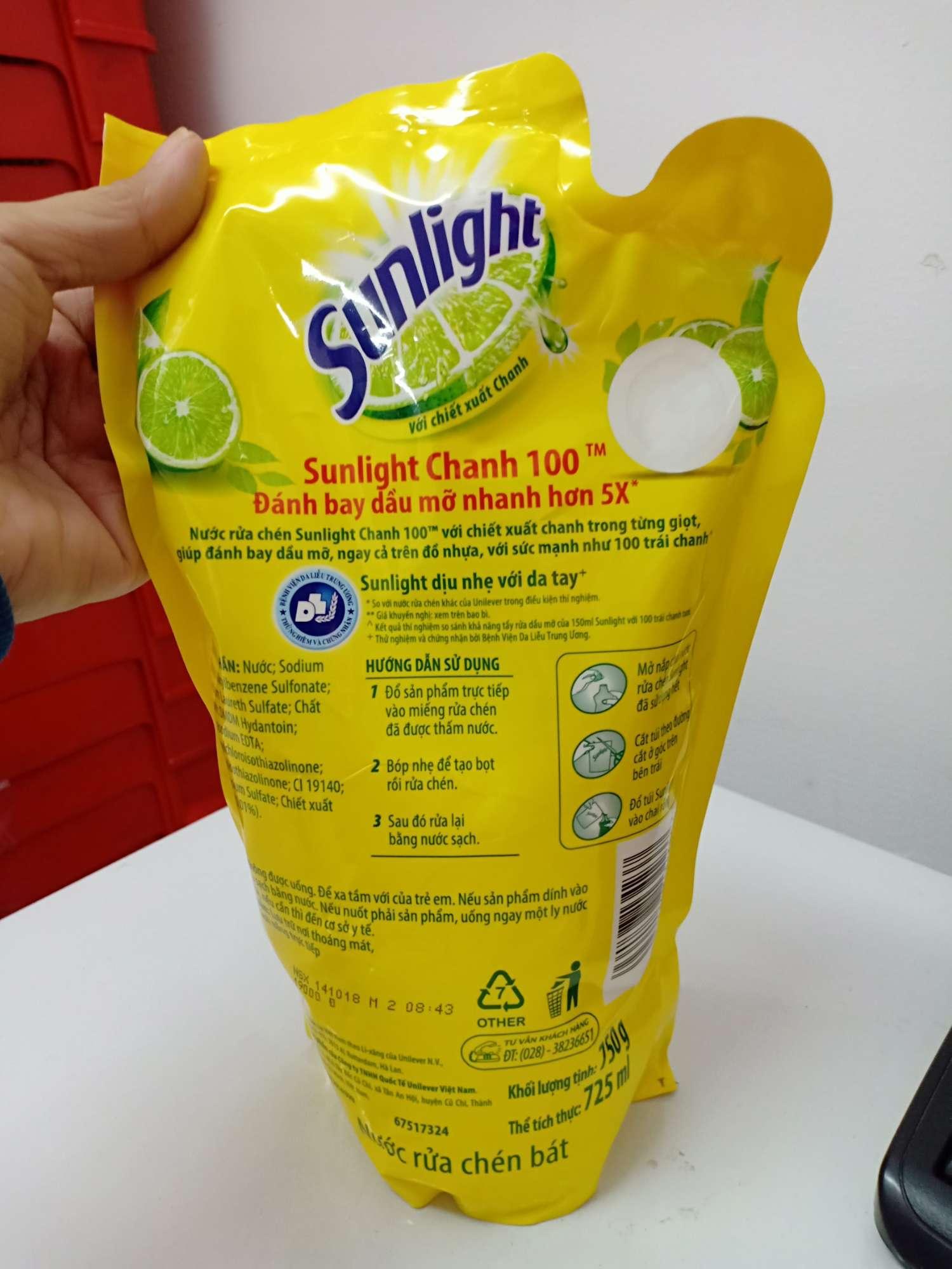 [HCM]HCM. 2 nước rửa chén túi sunlight chanh 750ml