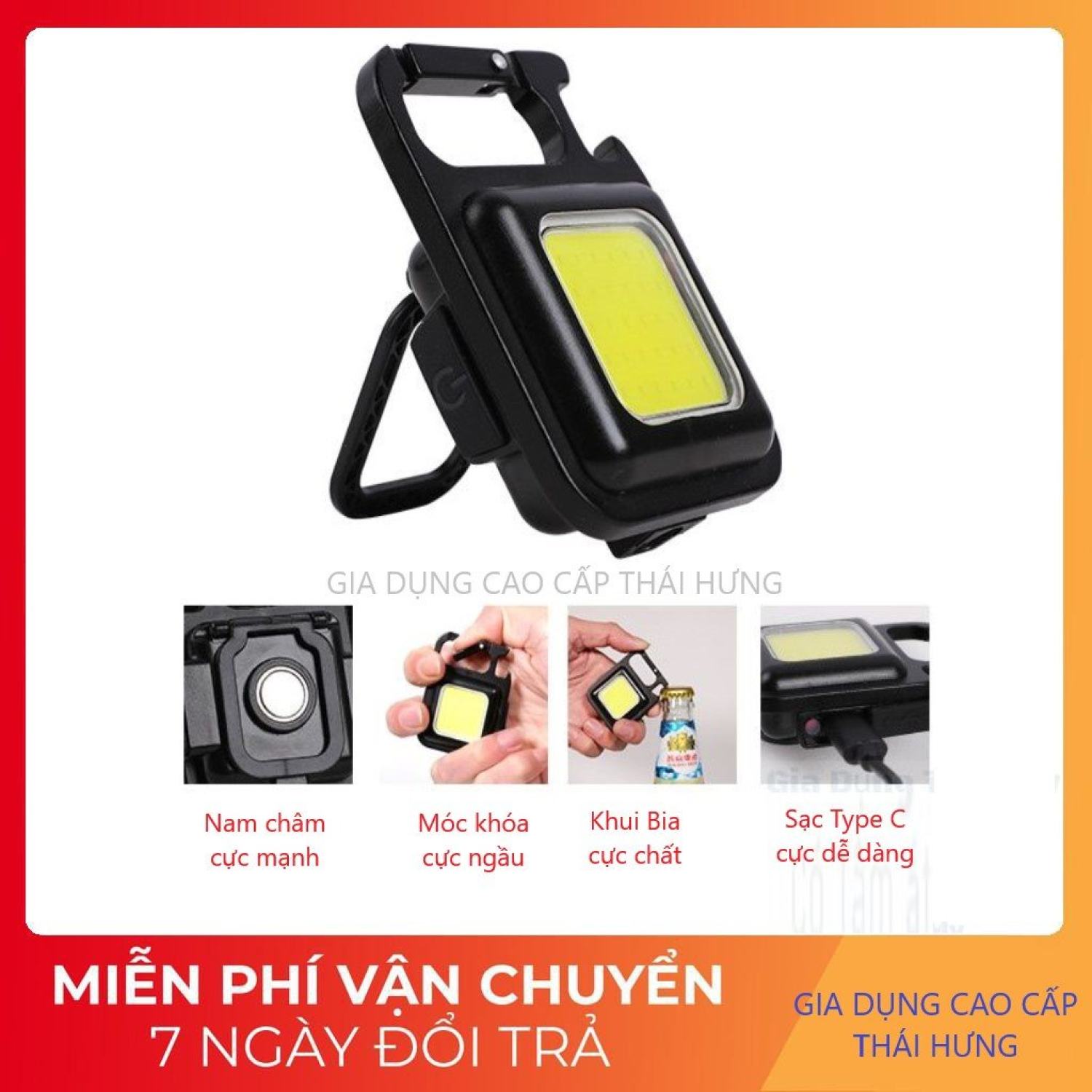 Móc Khóa Đèn LED Mini Siêu Sáng Sạc USB Tiện Dụng