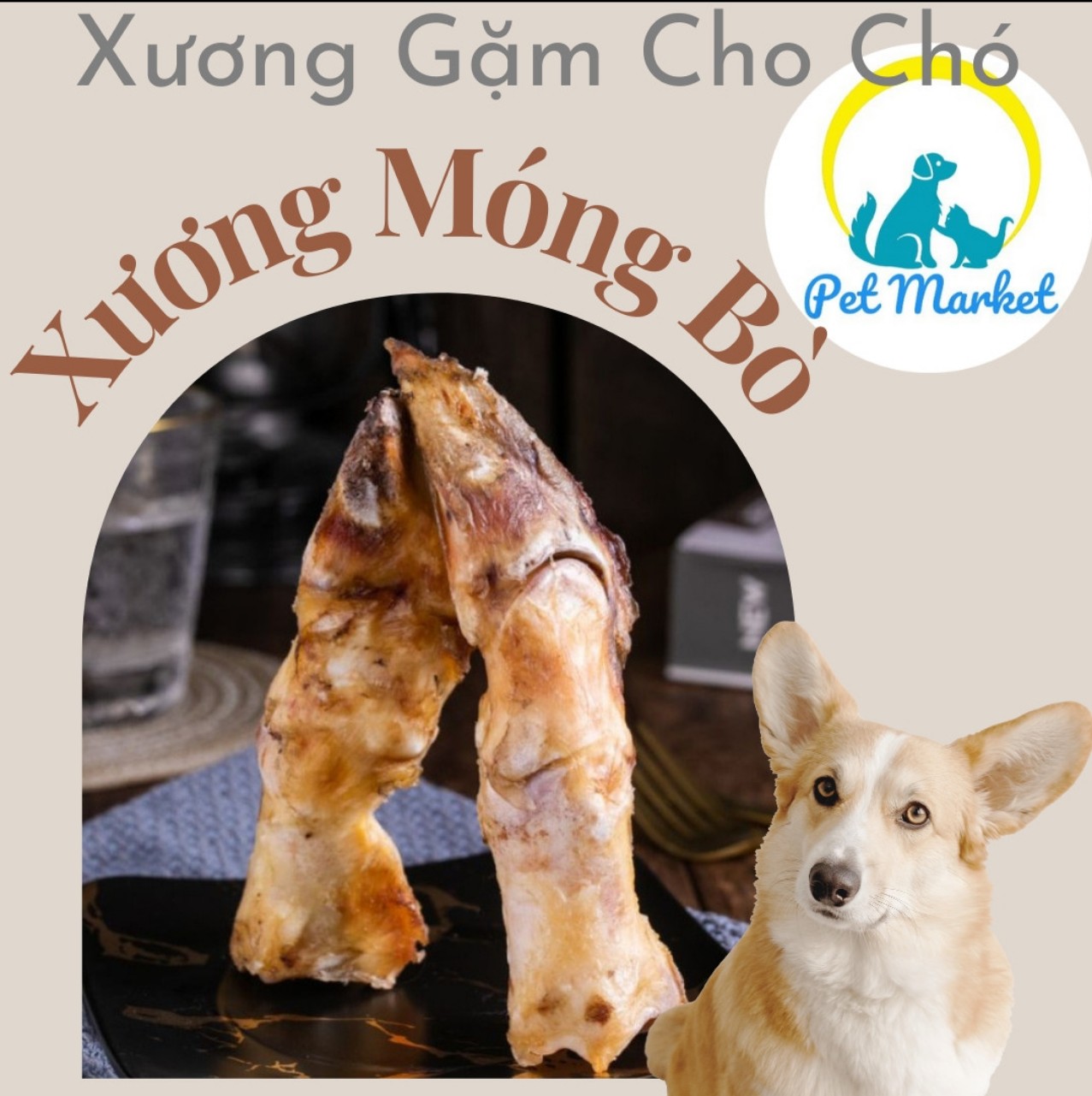 Móng bò sấy khô, xương gặm sạch răng cho chó