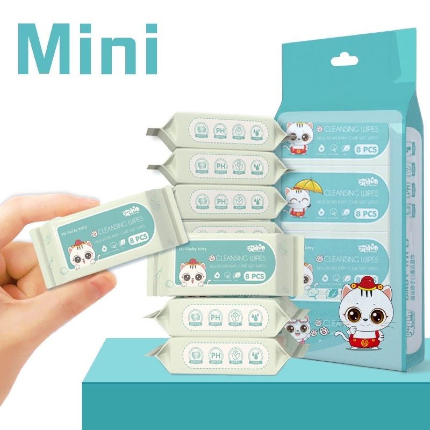 [HCM][CÓ VIDEO] Set 8 Cái Khăn Giấy Ướt Mini Bỏ Túi 8 Gói/Túi 【set 8 khăn ướt mini】