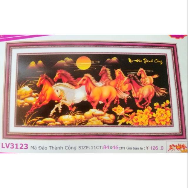 TRANH THÊU 3D MÃ ĐÁO THÀNH CÔNG 84x46cm
