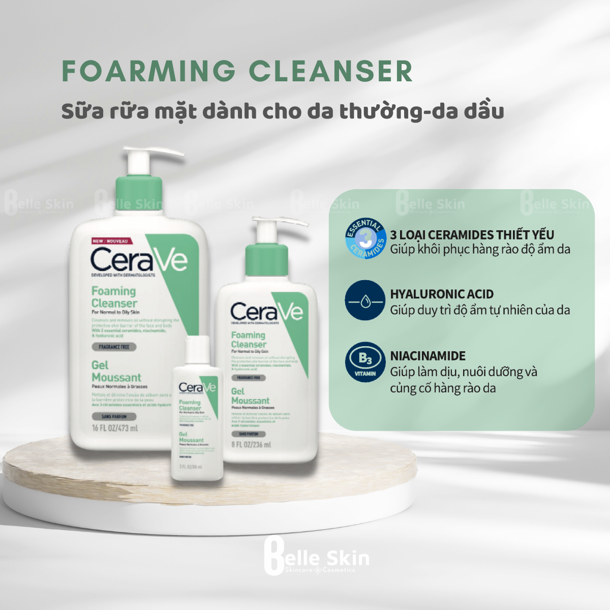 Sữa Rữa Mặt Cerave Foaming Facial Cleanser bản Pháp
