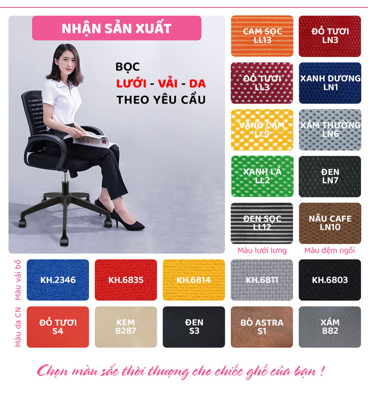 Ghế phòng họp chân quỳ lưng trung bọc da SMLIFE Ruby