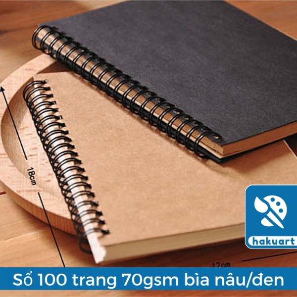 Sổ vẽ chì 100 trang - Sketchbook - Giấy kem trơn 70gsm mỏng - Họa Cụ Hakuart