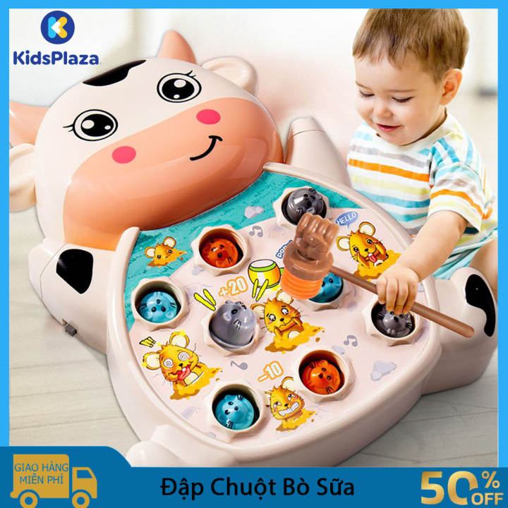 Đồ chơi trẻ em đập chuột, bộ đồ chơi đập chuột bò sữa vui nhộn. Cùng bé rèn luyện phản xạ tay mắt.