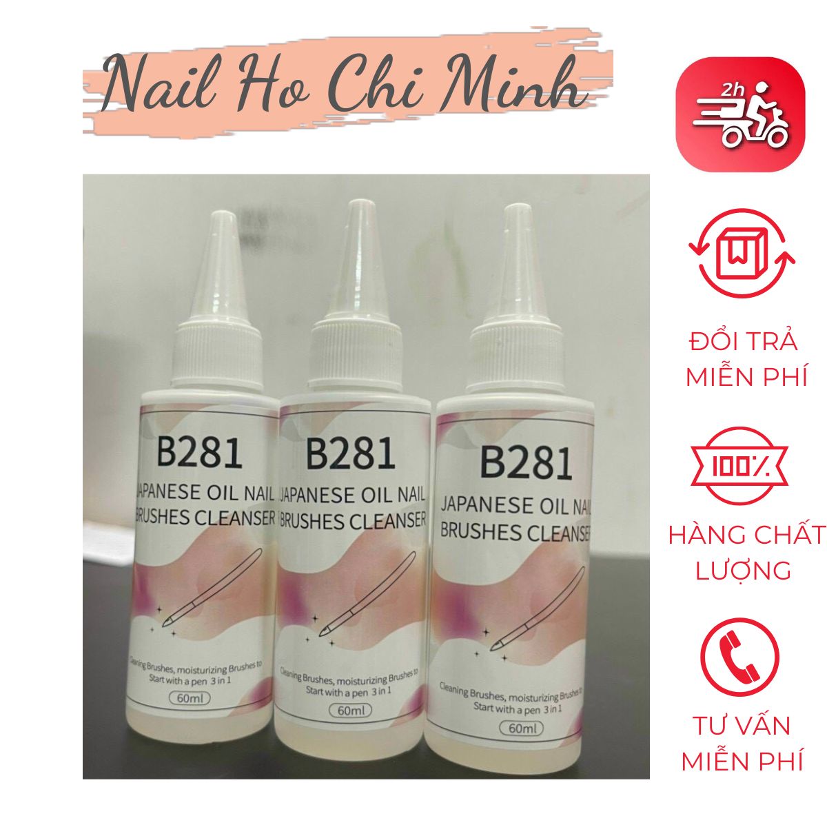 Dầu rửa cọ nail b281 chính hãng chai lớn 60ml