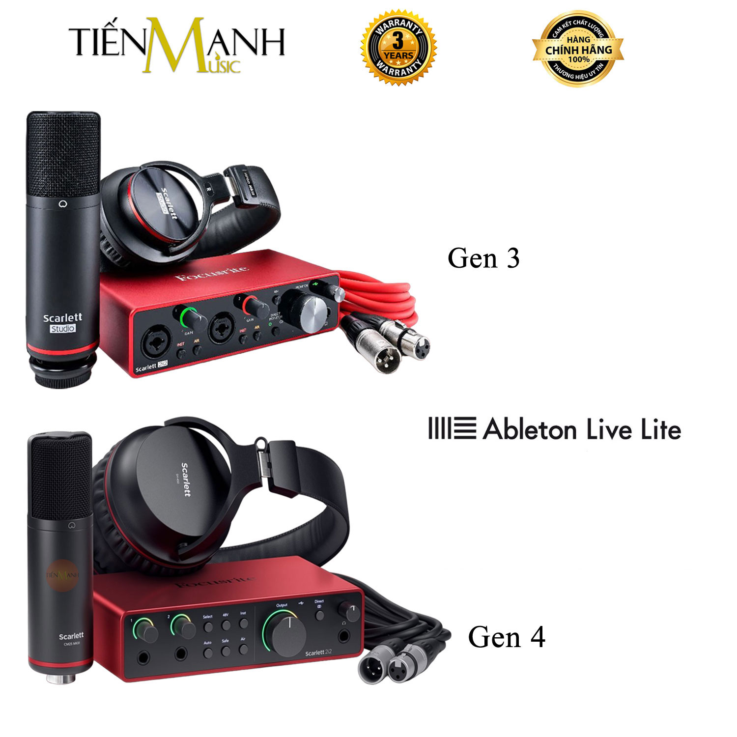 [Chính Hãng] Full Bộ Focusrite Scarlett 2i2 Studio Gen 4, Gen 3 - Sound Card Bộ Thu Âm Focus USB SoundCard Gen4 - Gen3