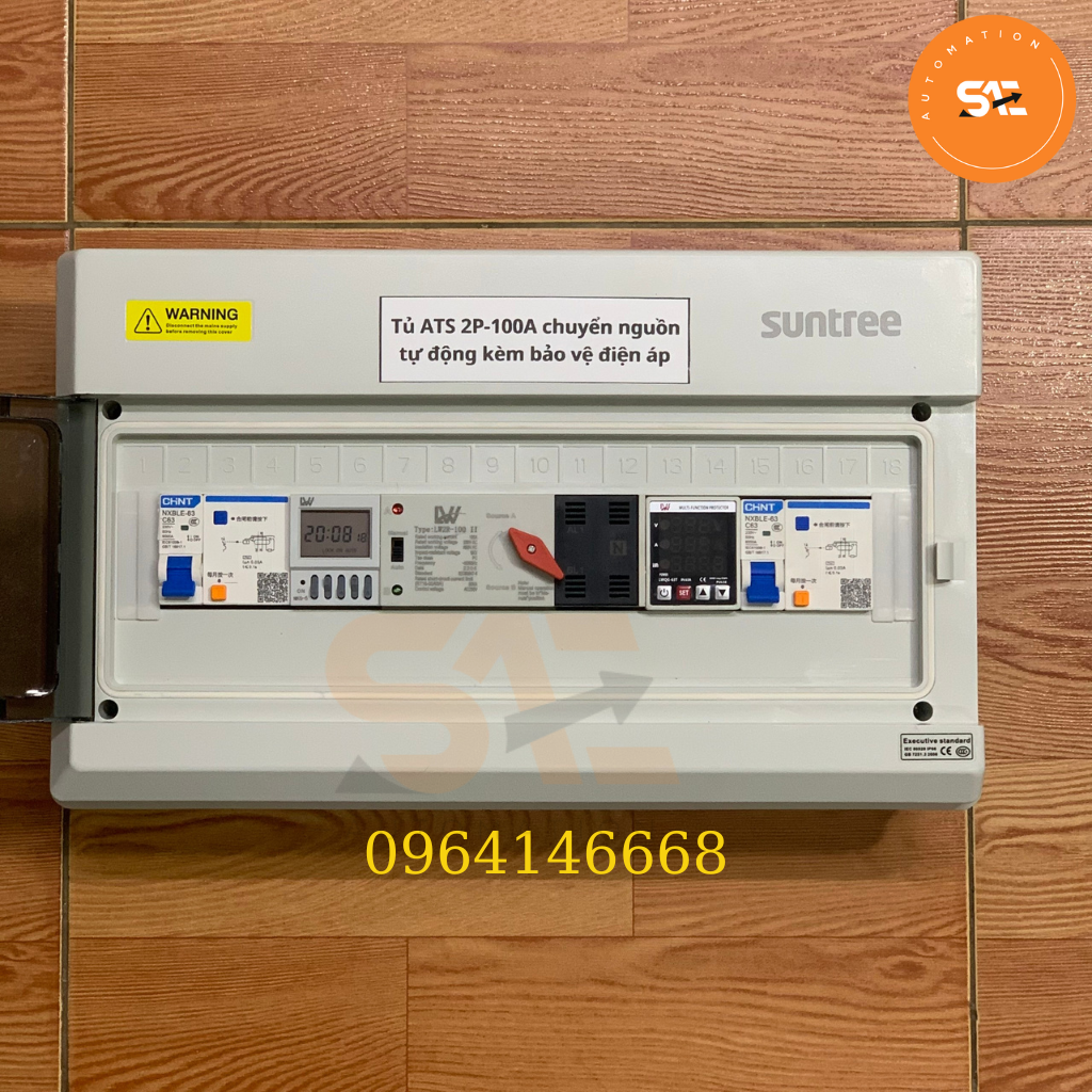 Tủ điện ATS 2P-100A tự động chuyển nguồn không mất điện chính và phụ mỗi nguồn nguồn 15 ngày vỏ chống nước