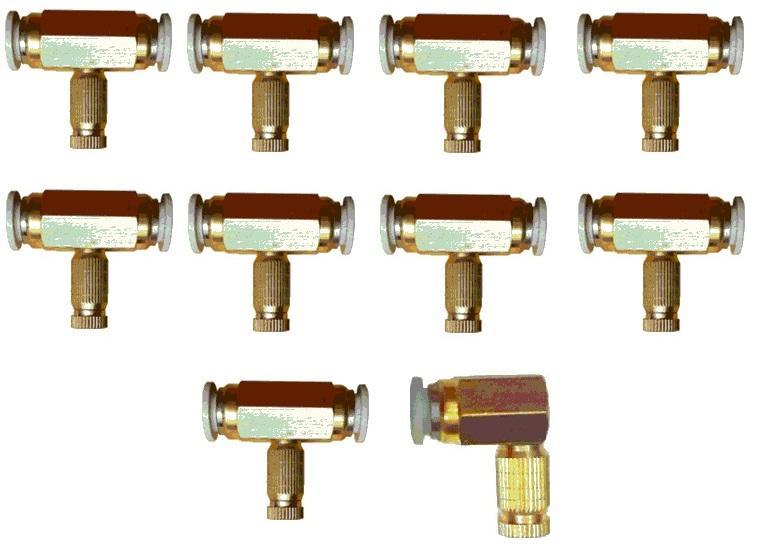 Bộ 10 nối + béc phun sương bằng đồng cao cấp (9 giữa + 1 cuối ) HÀNG CAO CẤP