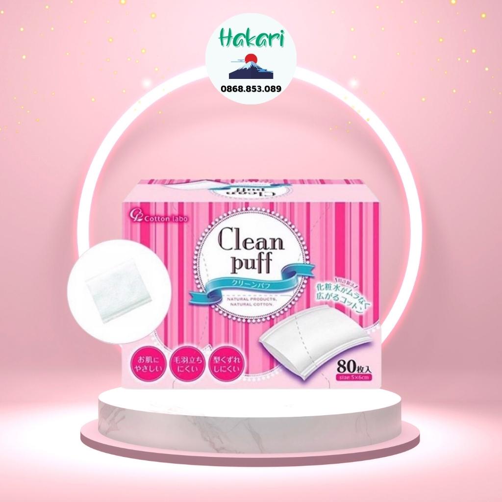 Bông tẩy trang Nhật Bản Clean puff hộp 80 miếng