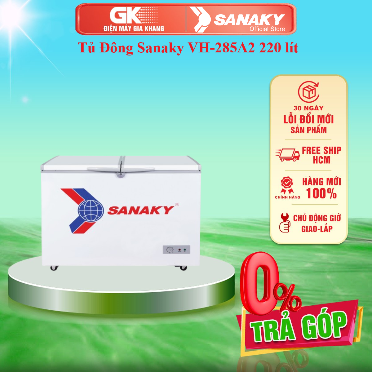 Tủ Đông Sanaky VH-285A2 220 lít - Bảo hành 2 năm - GIAO TOÀN QUỐC - FREESHIP HCM