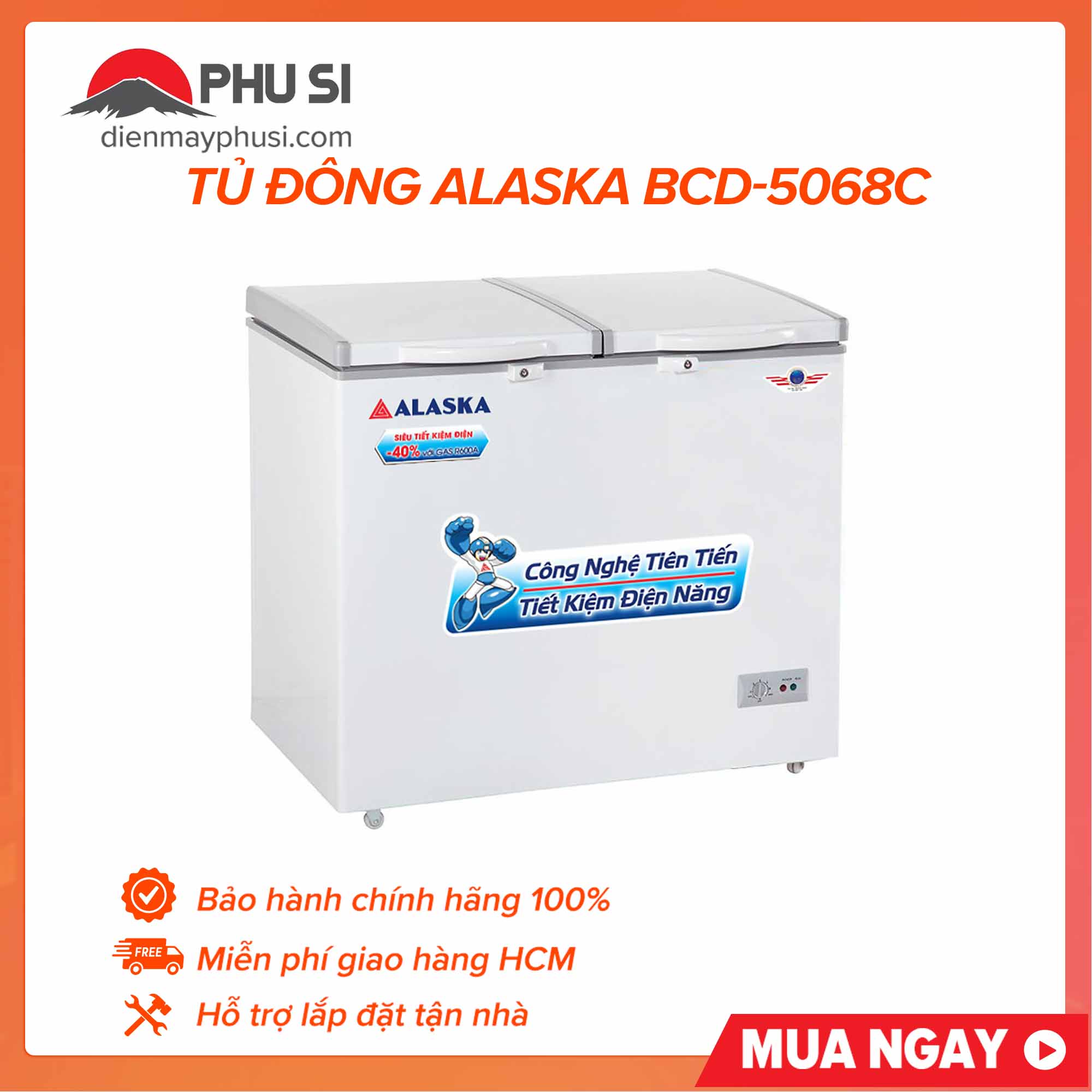 [Trả góp 0%] Tủ đông Alaska 312 lít BCD-5068C