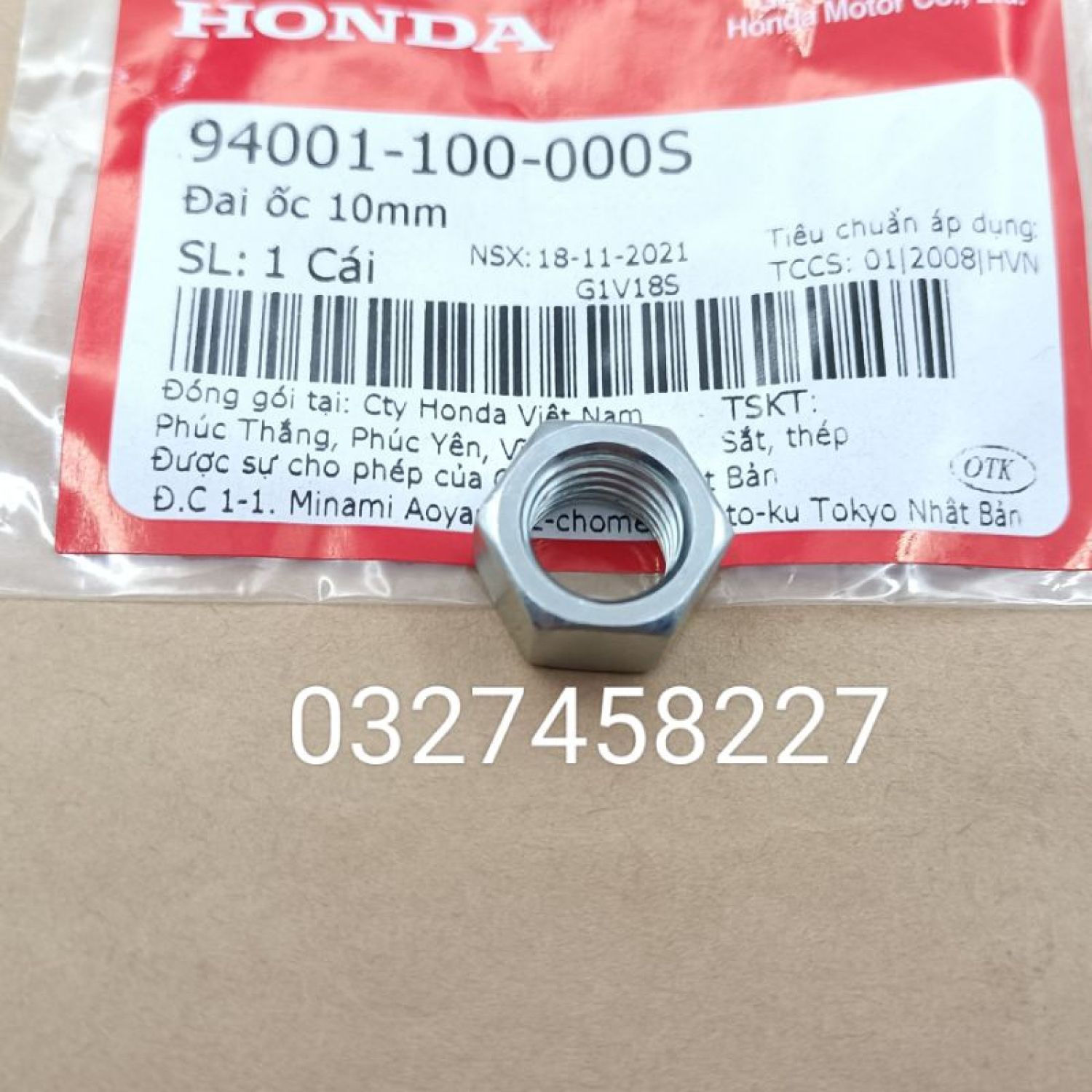 Ốc tán cốt gắp, gấp xe DREAM, WAVE, FUTURE .đai ốc 10mm