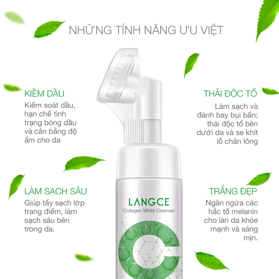 [HCM]RỬA MẶT CỌ MÁT XA COLLAGEN+ TRẮNG DA LANGCE DƯỠNG ẨM 120ml LANGCE DÀNH CHO NAM
