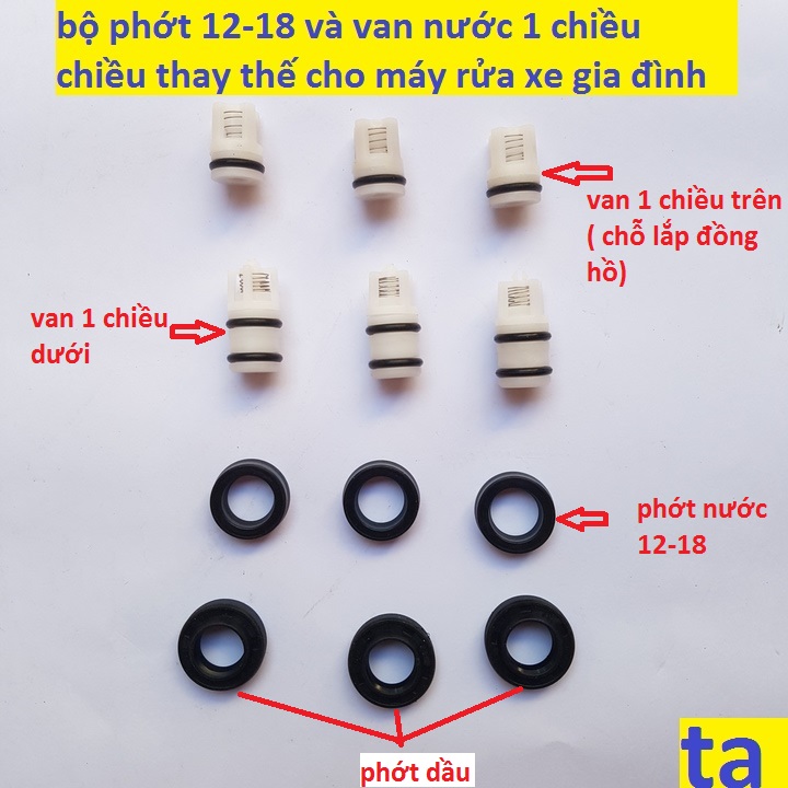bộ phớt 12-18 thay thế cho máy rửa xe gia đình |  phớt mát rửa xe mini |  phớt máy rửa xe áp lực cao
