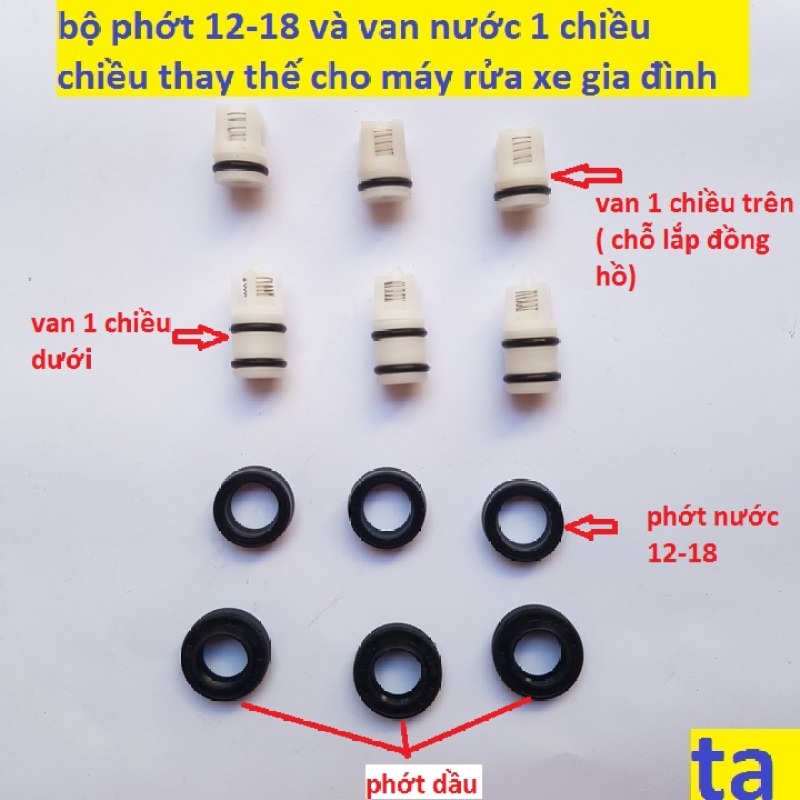 bộ phớt 12-18 thay thế cho máy rửa xe gia đình | phớt mát rửa xe mini | phớt máy rửa xe áp lực cao