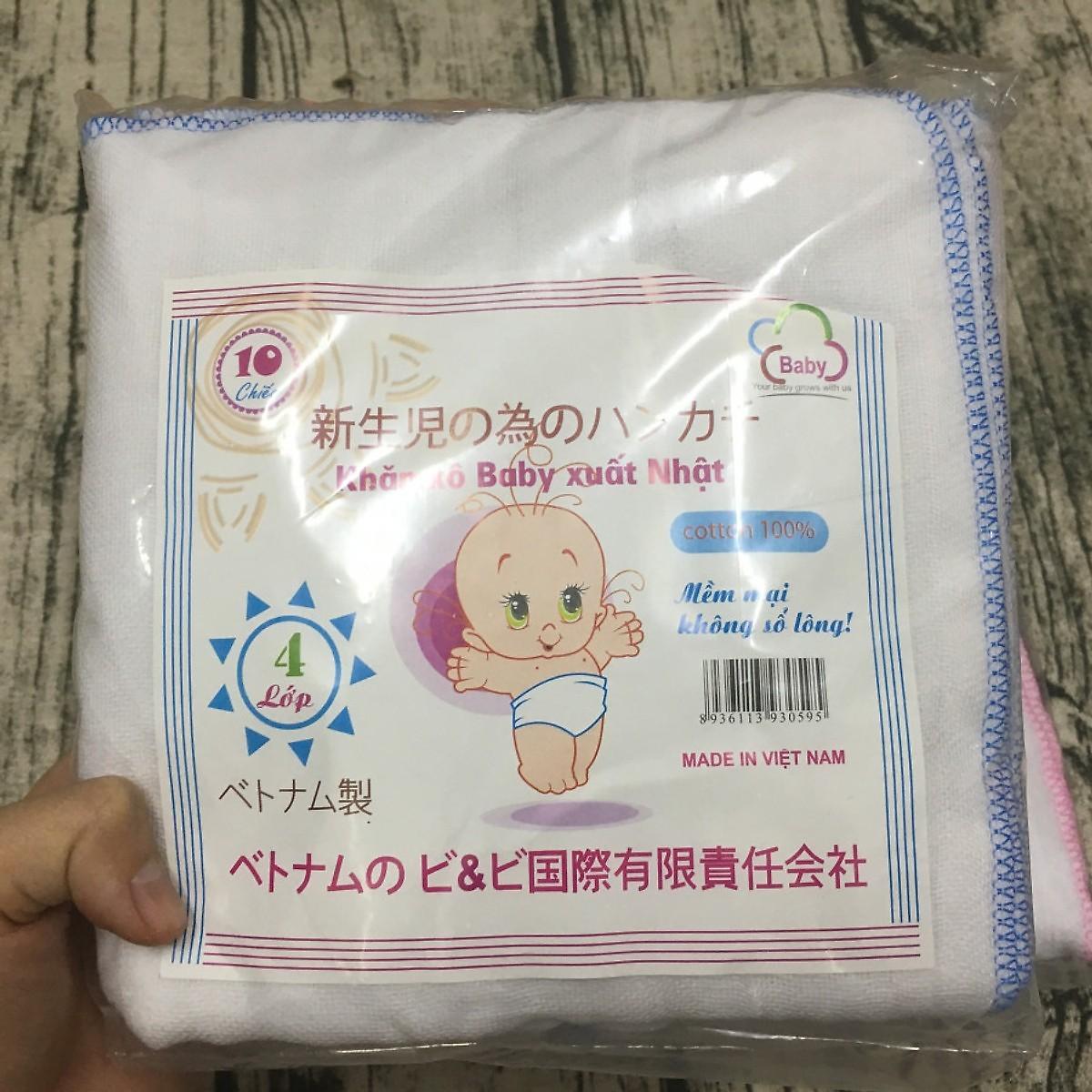 Gói 10 khăn sữa xuất nhật 4 lớp cho bé