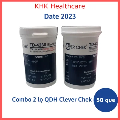 Set 2 lọ que thử tiểu đường Clever Chek TD-4230 (50 que) QDHCLEVER-50 DATE 2023 MẪU MỚI KO MÃ CODE