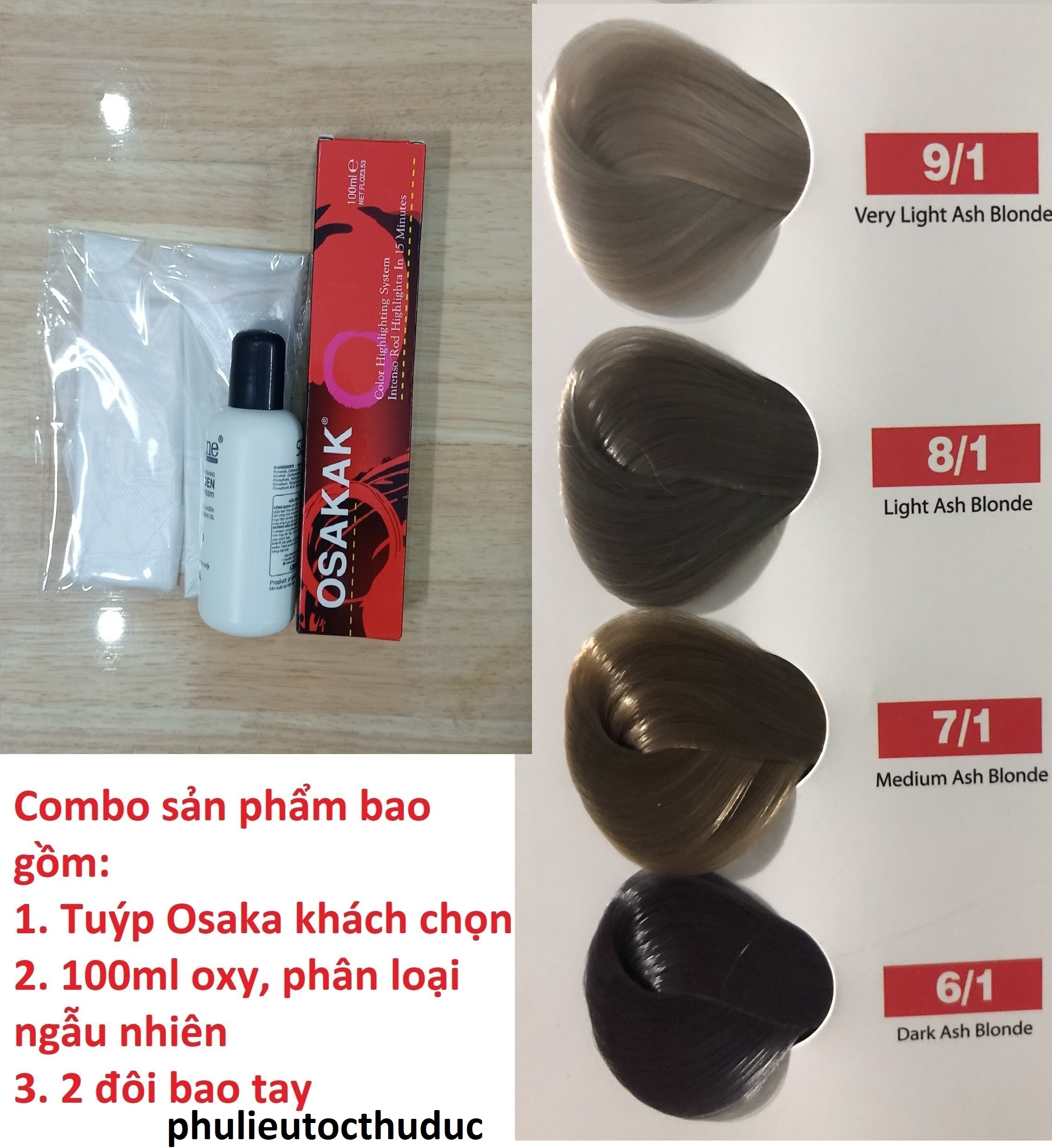 [HCM]1 tuýp kem nhuộm tóc Osaka có tặng kèm oxy và 2 đôi bao tay - phulieutocthuduc