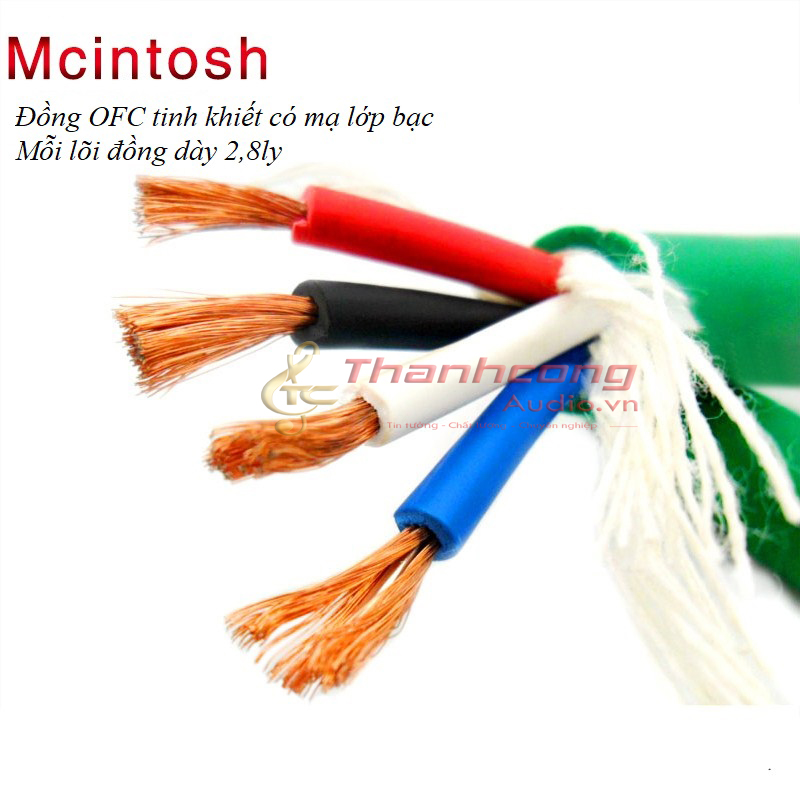Dây loa Mcintosh 4 lõi đồng mạ bạc hàng cao cấp bán theo met
