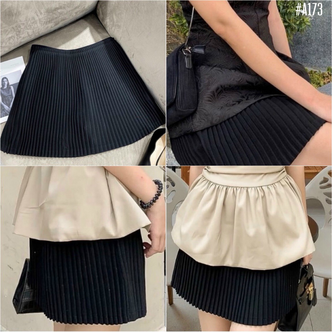 [Ảnh thật] Chân váy dập li có lót quần