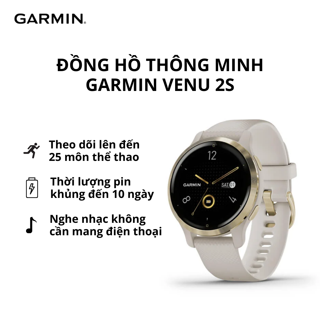 Đồng hồ thông minh garmin venu 2s, gps, wi-fi, kor/sea | mặt 40mm, đo spo2 - hàng chính hãng