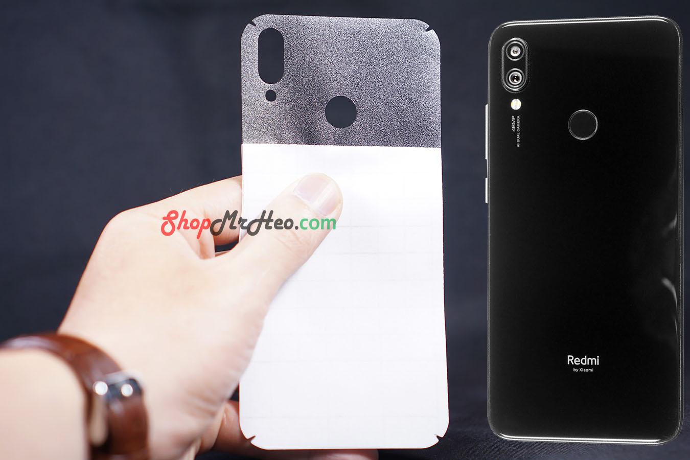 Bộ 3 Skin Dán Mặt Sau Lưng Vân 3D Carbon Xiaomi Redmi Note 7