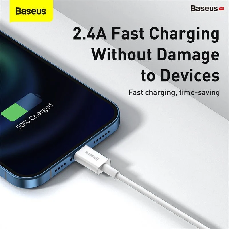Cáp sạc nhanh lightning Baseus Superior Series Fast Charging Data Cable USB cho iPhone/ iPad 1M (2.4A, 480Mbps, Fast charge, ABS/ TPE Cable)