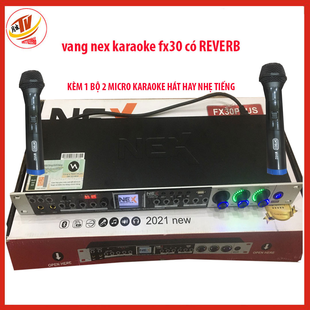 Vang cơ karaoke chuyên nghiệp NEX FX30 Plus Vang cơ Karaoke vang cơ Nex FX30plus có remote điều khiển- New 2022 vang karaoke nex fx30 plus kèm micro đôi