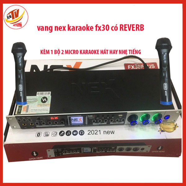 [kèm micro đôi] Vang cơ karaoke chuyên nghiệp NEX FX30 Plus Vang cơ Karaoke vang cơ Nex FX30plus có remote điều khiển- New 2021- Tặng cặp dây tín hiệu Canon ra canon hoặc canon ra av