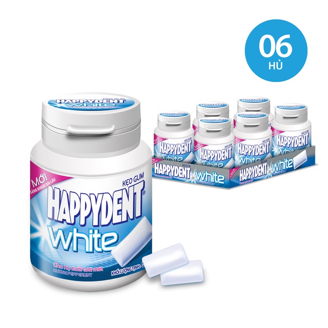 Kẹo cao su Happydent White dạng lọ