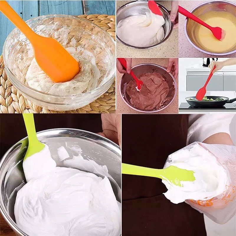Phới dẹt silicon vét bột,trộn bột_Phới silicon nấu ăn 21cm - 28cm ( giao MÀU NGẪU NHIÊN)