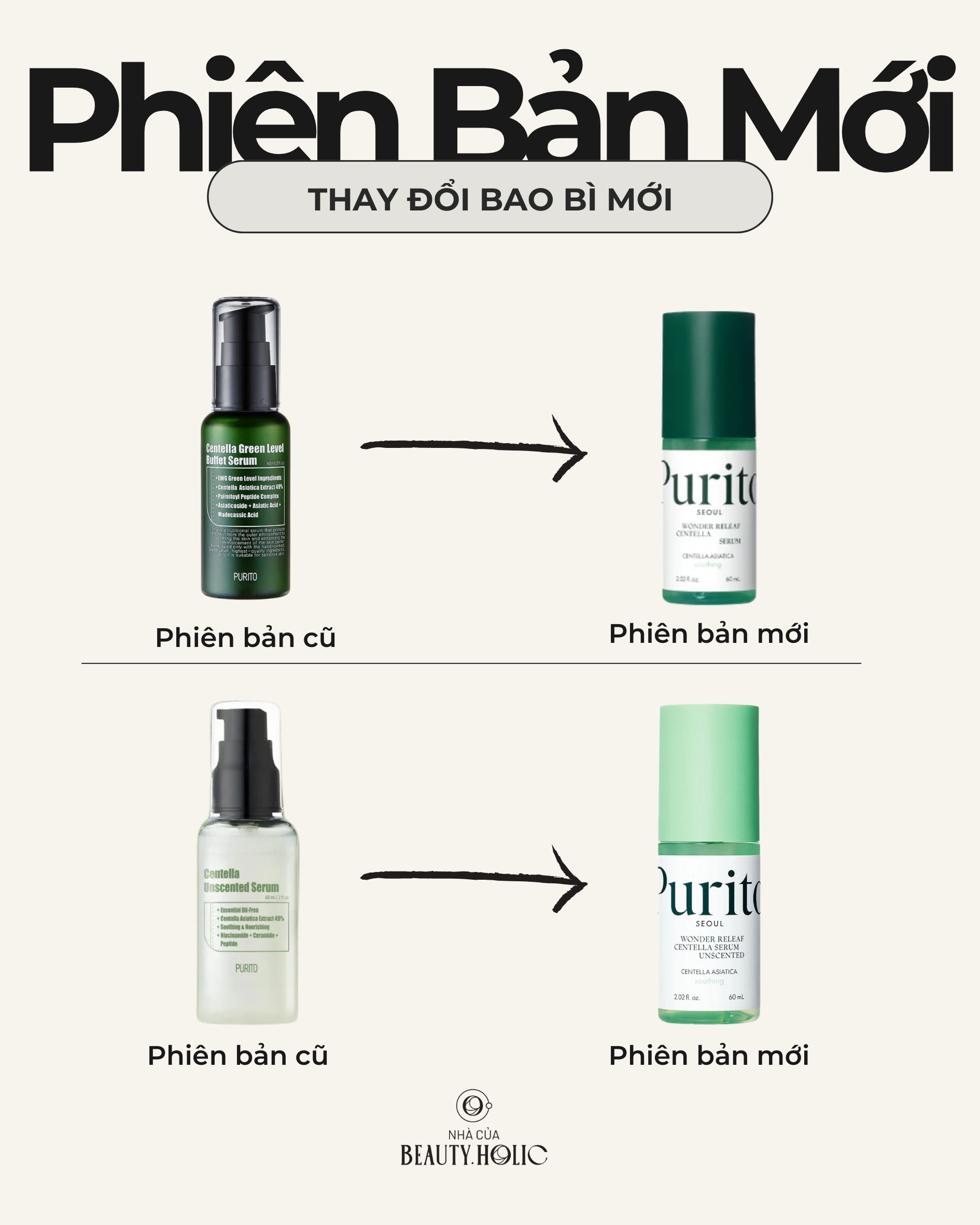 [Nhacuabeautyholic][BẢN MỚI 2024] Serum rau má PURITO CENTELLA SERUM