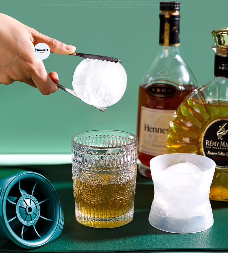 Khuôn Làm Đá Viên Tròn 6cm Tan Chậm Tiện Lợi (Dùng uống sâm panh, Đồ uống có ga ....)