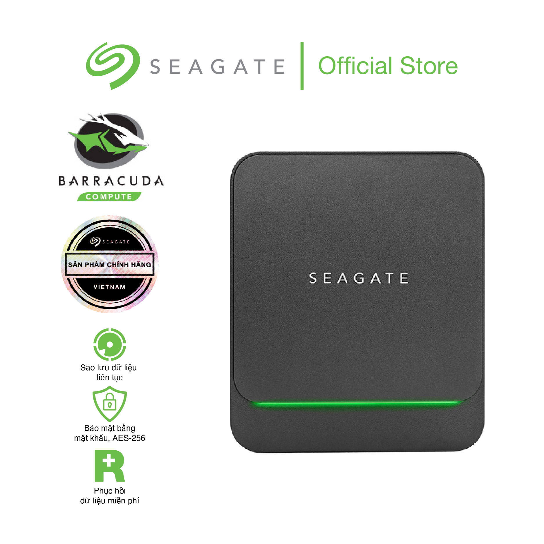 Ổ cứng di động SSD Seagate Barracuda Fast 2TB USB-C  – ĐEN (BLACK)