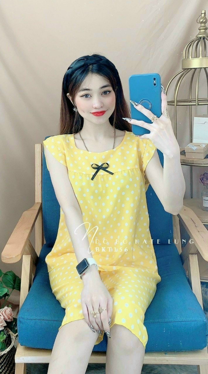 Đồ bộ mặc nhà kate lụa chấm bi