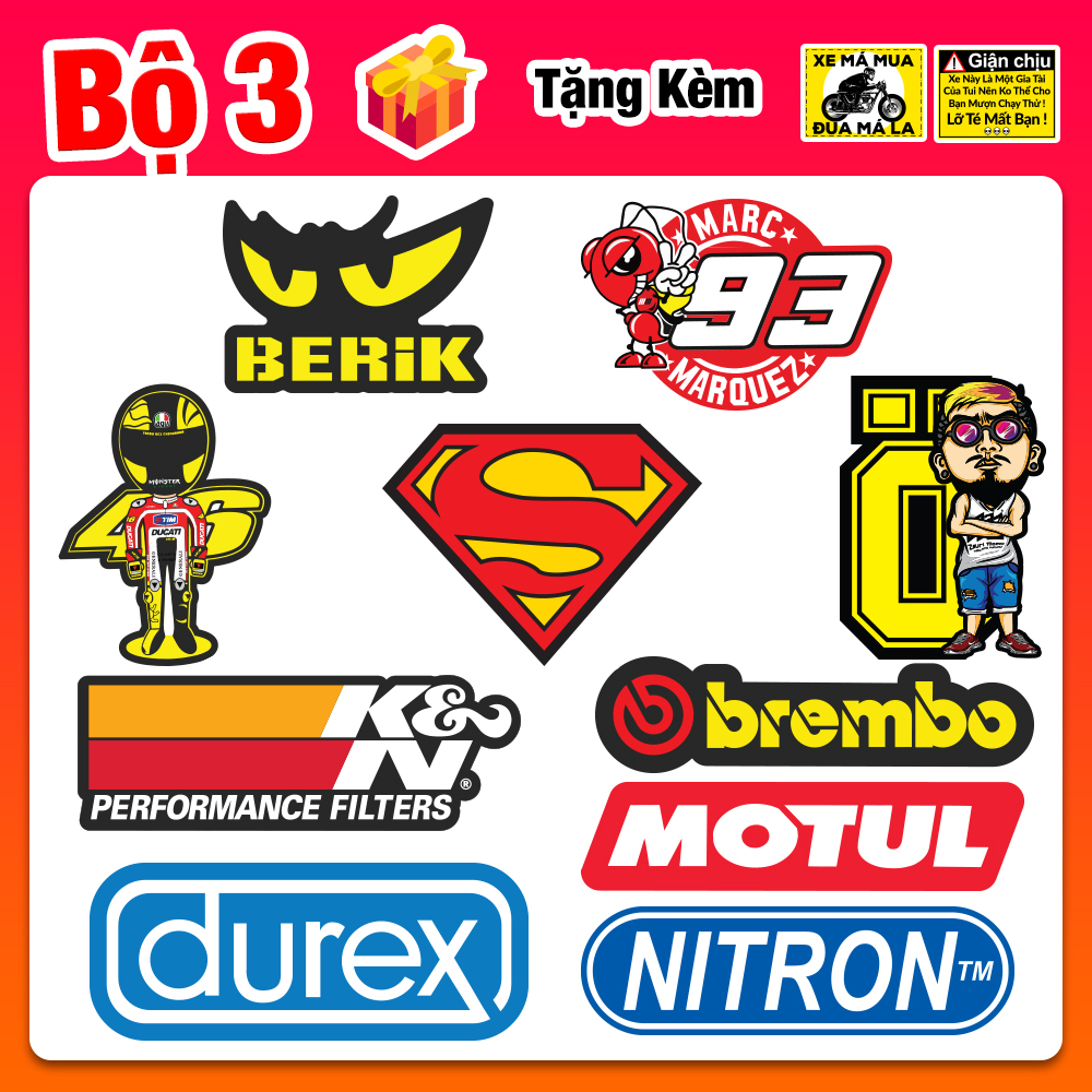 Combo Tem Dán Xe - Tem Xe Ex 150 Winner Wave Vario - Team Dán Xe Không Thấm Nước