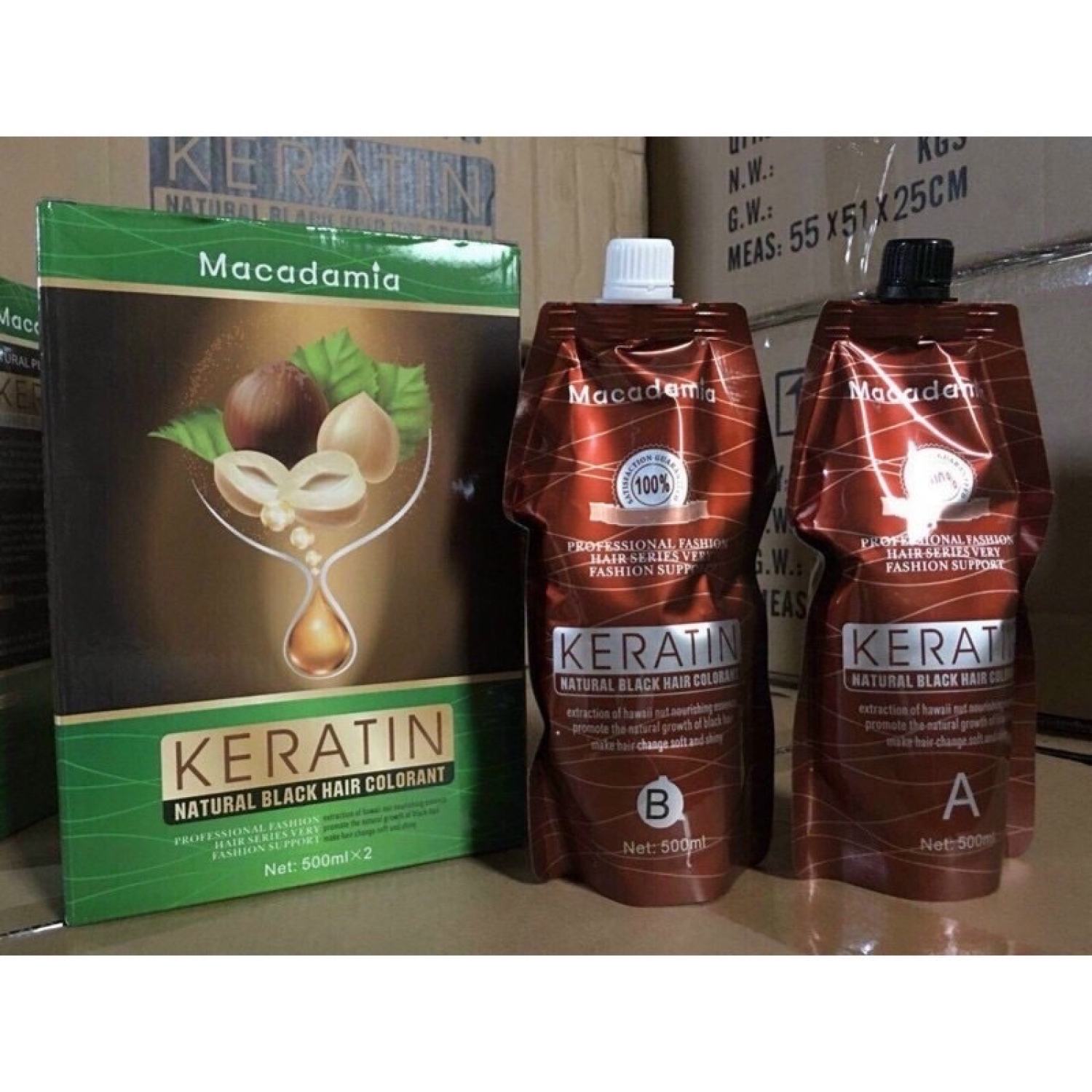 Nhuộm Đen Keratin Tinh Chất Maca , nhuộm đen phủ bạc 500mlx2