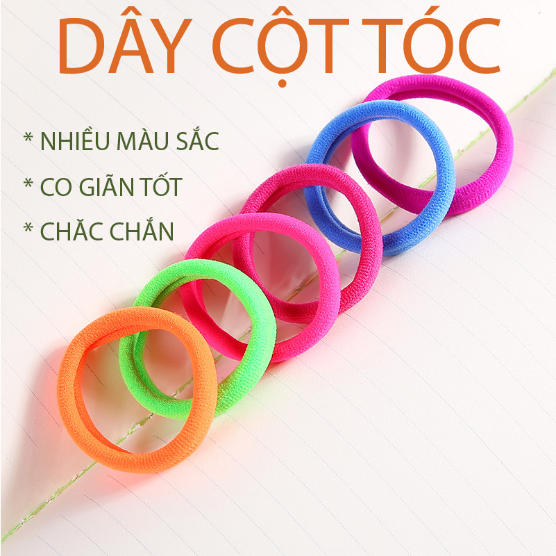 Set 10 Cái Dây Cột Tóc , Dây Thun Cột Tóc Trơn, Dây Buộc Tóc Co Giãn,Nhiều Màu