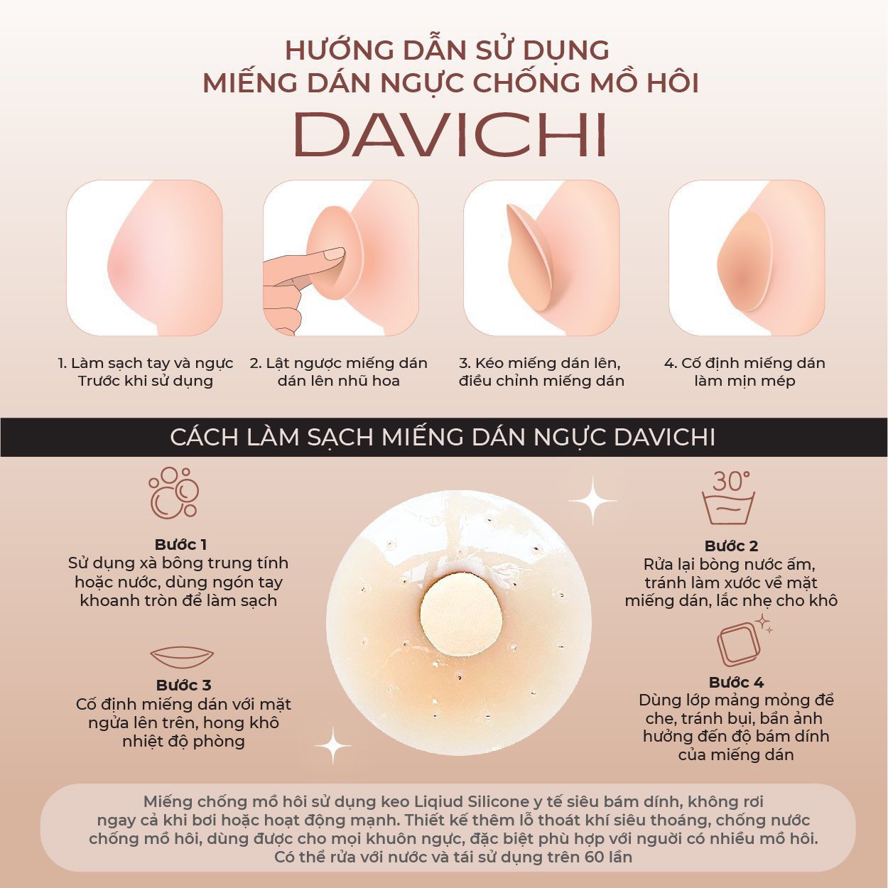 Miếng Dán Ngực Davichi Nâng Ngưc ôm khít siêu mỏng