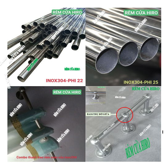 Combo thanh treo rèm cửa màn cửa 1.4m bằng inox đủ phụ kiện