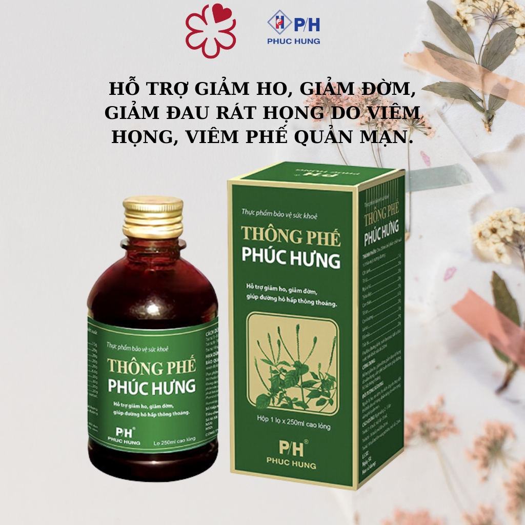 Phuc Hung Bronchial Relief Cough and Cold Syrup, helps to relieve congestion and clear the respiratory passages 250ml