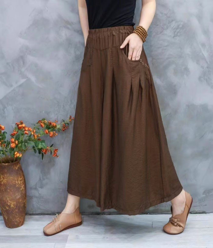 Quần đũi nữ ống rộng cạp chun dễ mặc Y5